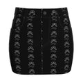 Double “J” Collection Denim Mini Skirt – Black with Print