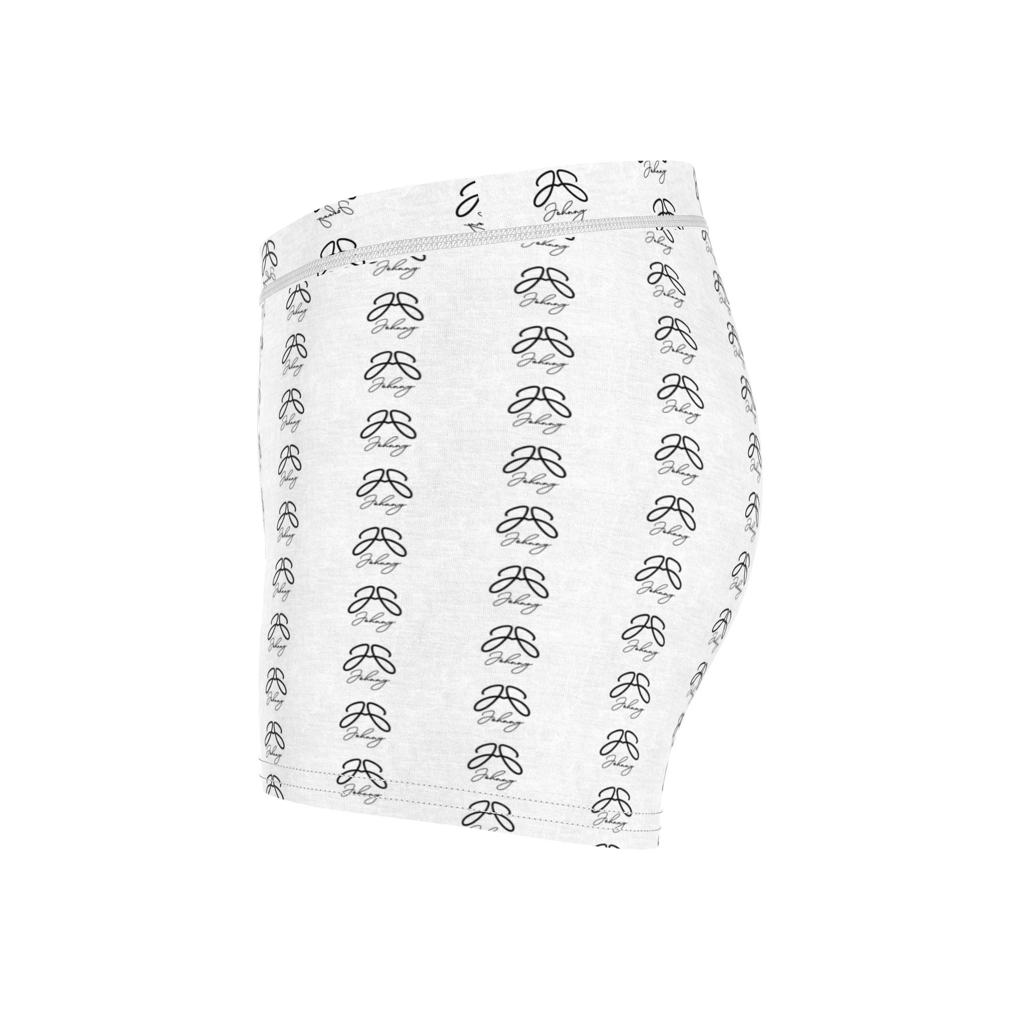 J O H N N Y White Boxer Briefs – All-Over Print Comfort