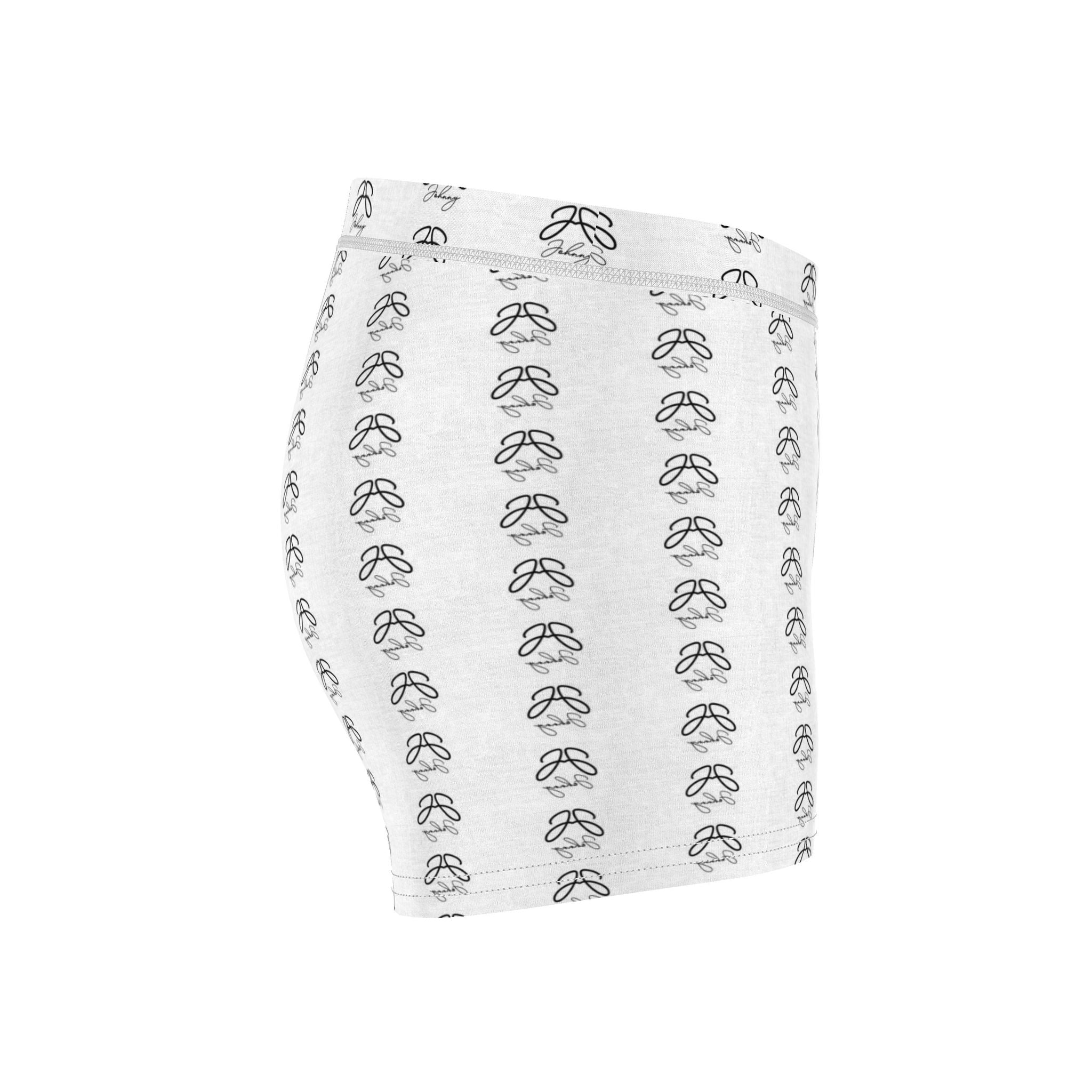 J O H N N Y White Boxer Briefs – All-Over Print Comfort