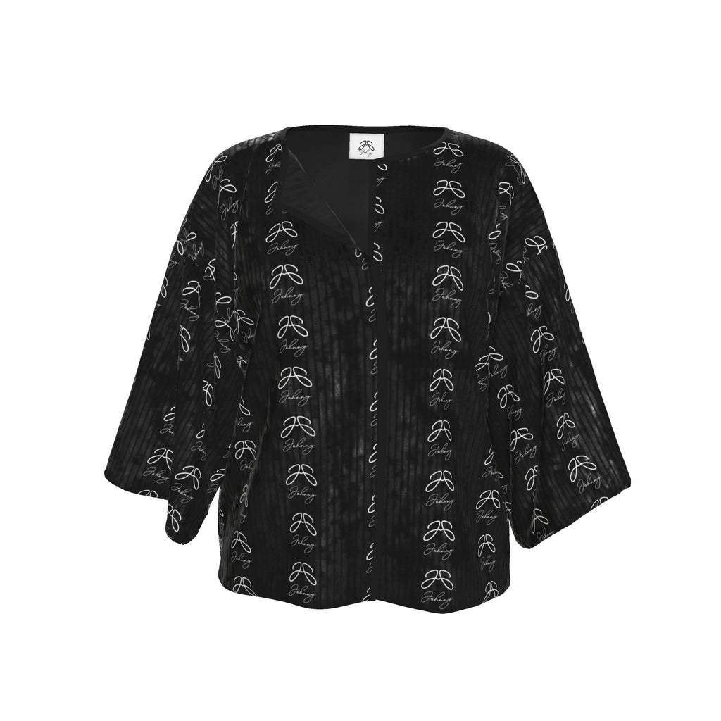 Double “J” Collection Kimono Jacket – Black Signature Print