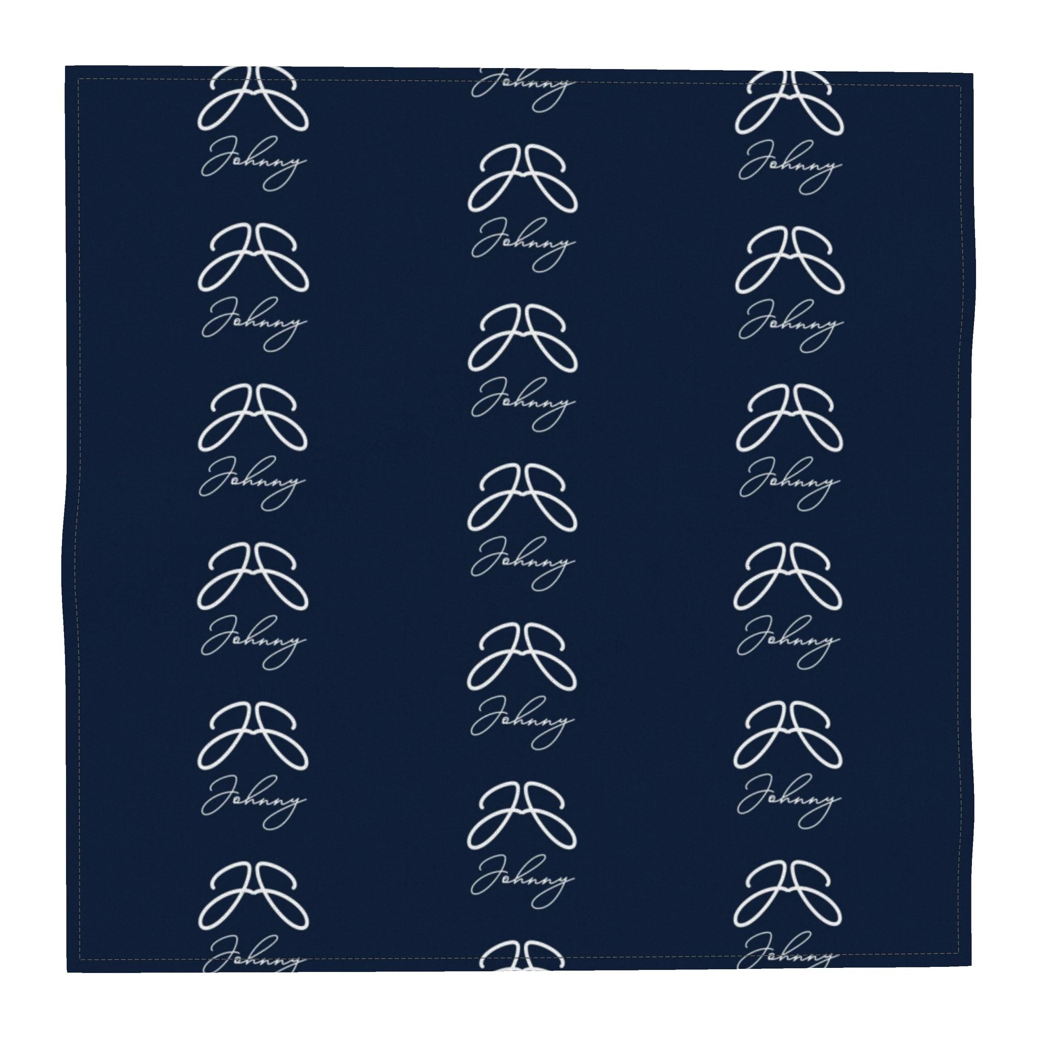 Double “J” Collection Pocket Square – Navy Signature PrinPocket Square