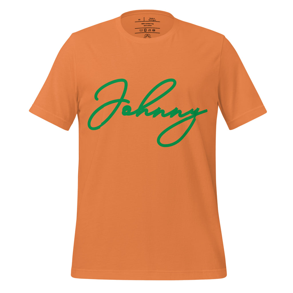 Unisex Halloween tee with burnt orange script logo