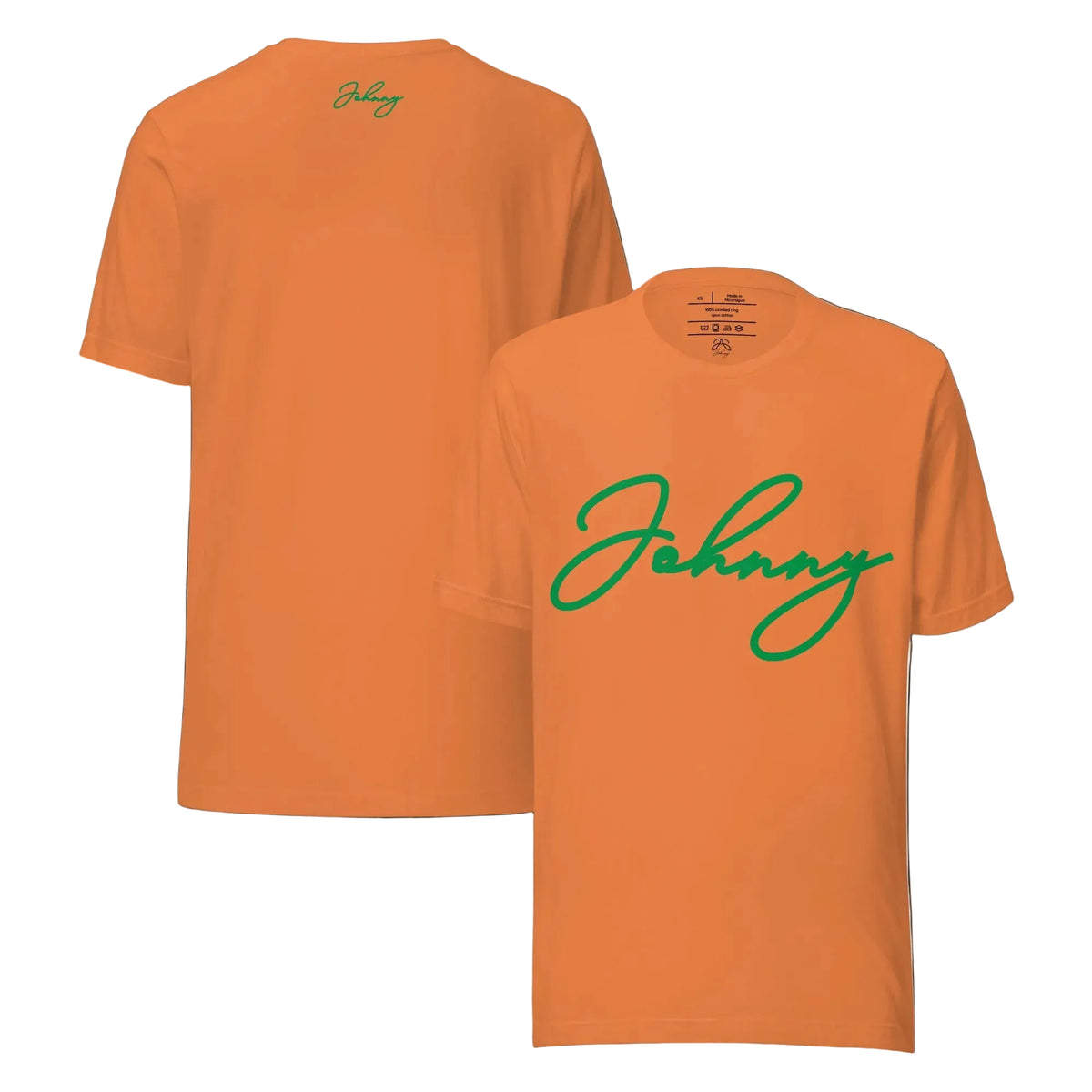 Unisex Halloween tee with burnt orange script logo