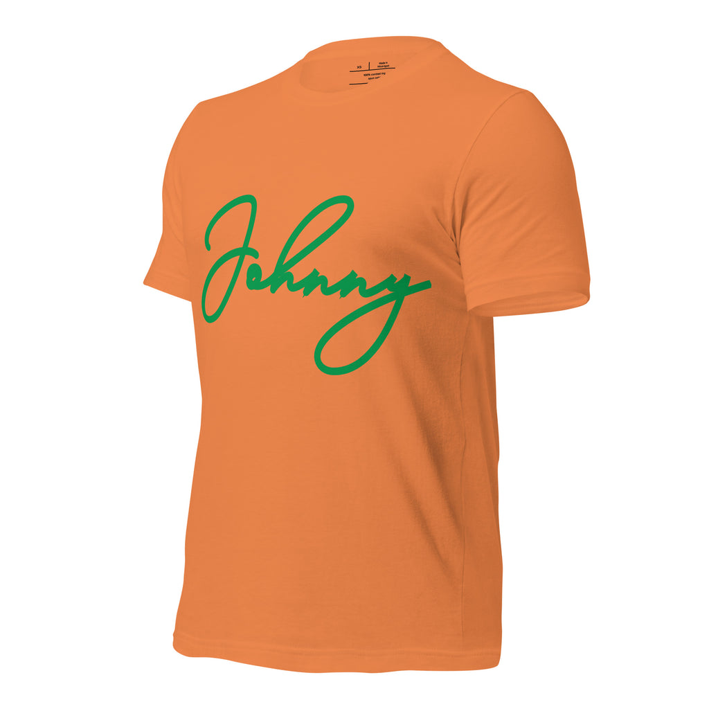 Unisex Halloween tee with burnt orange script logo