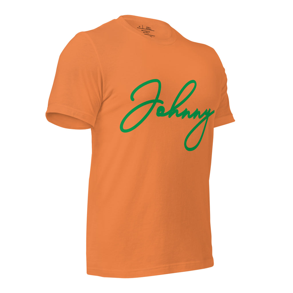 Unisex Halloween tee with burnt orange script logo